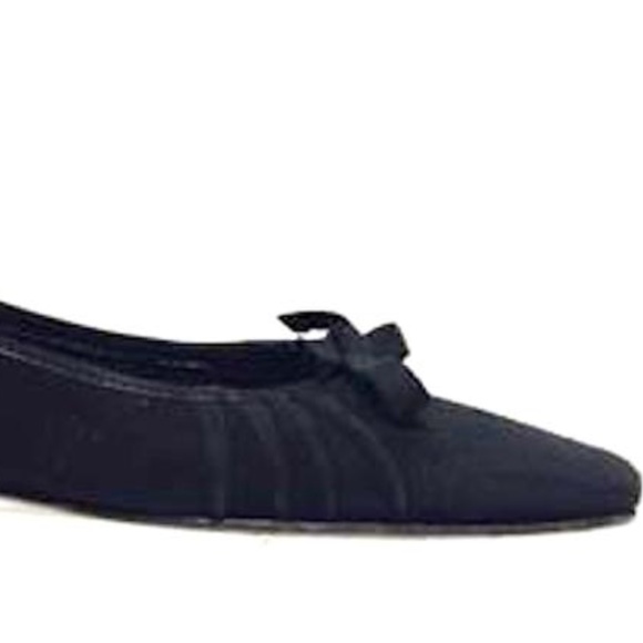 Black Ruched Suede Ribbon Bow Flats Made in Italy ๐ฎ๐น - Picture 7 of 8